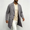 thumbnail image 5 of EANJE Mens Trench Coat Notched Lapel Single Breasted Long Windbreaker Jacket Lightweight Casual Classic Overcoat Gray M, 5 of 7
