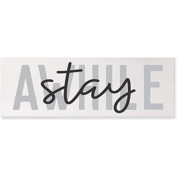 Stay Awhile Rustic Wood Wall Sign 6x18