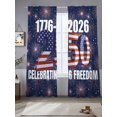 thumbnail image 2 of Independence Day Sheer Curtains 2 Panels Set 250 CELEBRATION FREEDOM Cartoon Firework Sheer Window Curtains Light Filtering Rod Pocket Voile Drapes for Bedroom Living Room 52"X108", 2 of 8