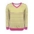 thumbnail image 4 of Women's Long Sleeve Shirts Casual Striped Tops Color Block V Neck Blouses Tunic Top Spring Fall Lightweight Outfits Pullover Tshirts, 4 of 6