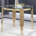 thumbnail image 5 of Modern Round Tempered Glass Dining Table with Stainless Steel Frame & Polished Gold Legs - Compact 8-Person Kitchen Dining Set, 5 of 5