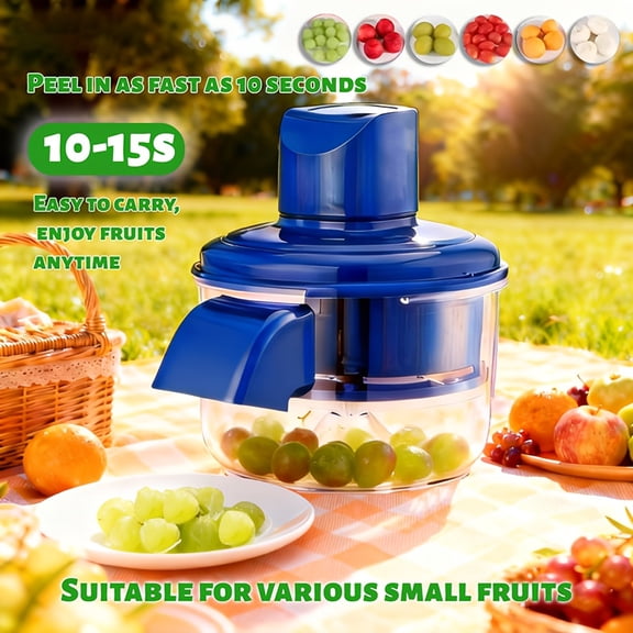 Electric Grape Peeling Machine, Automatic Fruit & Vegetable Peeler for Garlic, Quick 20-Second Peeling, Auto Fruit Discharge, Ideal for Home, Camping & Commercial Use