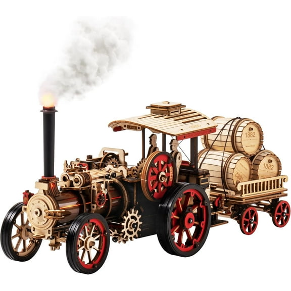 CUTEHELPER 3D Puzzles for Adults,Steam Engine Model Kit,1:28 Scale Mechanical Steam Locomotive Wooden Puzzle,469PCS,Assembly Time 6H, Awesome Gifts for Adults&Teens