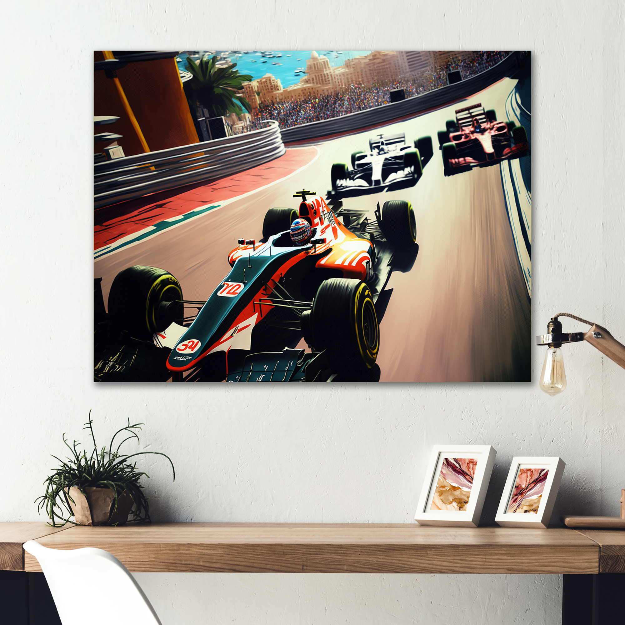 Designart Racing car in Monaco GP I Canvas Wall Art