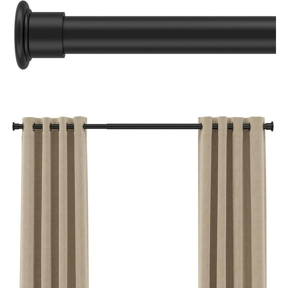 Tension Curtain Rod,123-160 Inches, Heavy Duty Tension Rod,Adjustable Curtain Rods No Drilling & Easy Assemble Extra Long Tension Rod, Black