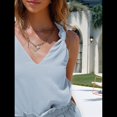 thumbnail image 4 of Conjuntos de Verano de 2 Piezas para Mujer, Sin Mangas, Cuello en V, Camisetas Sin Mangas con Nudo y Pantalones Cortos, Conjuntos A Juego, Azul , Talla S, 4 of 7