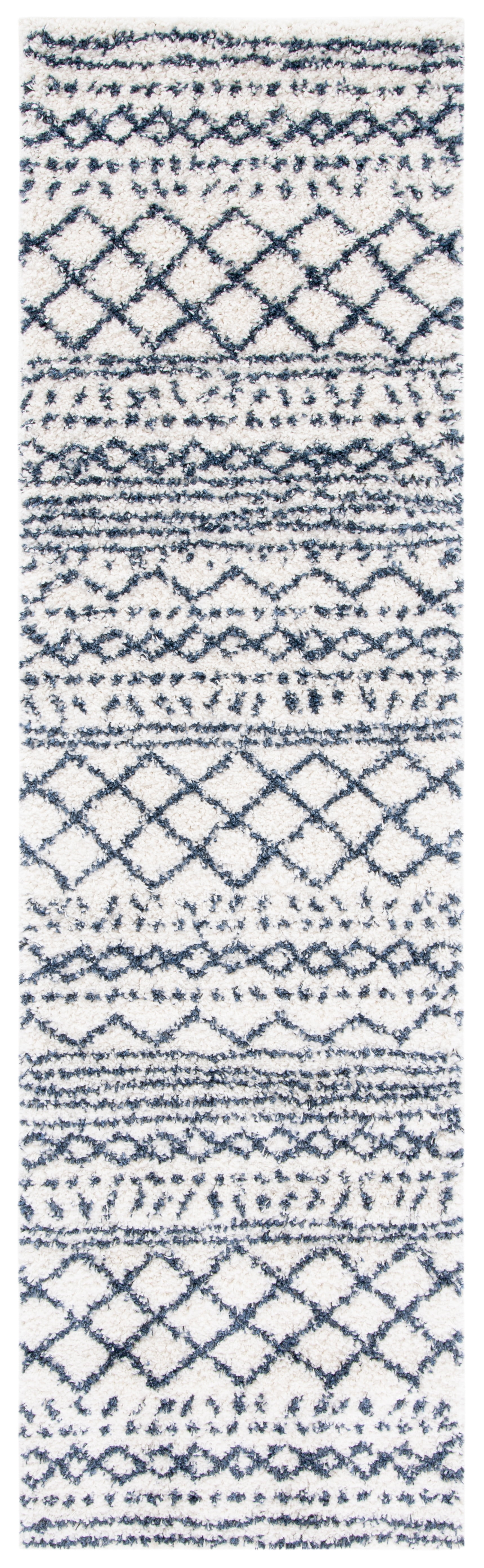 Safavieh Arizona Teagan Geometric Shag Runner Rug, Ivory/Slate, 2'3" x 12'