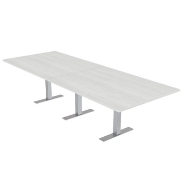 12' Rectangular Modular Conference Table Metal T-Bases Power And Data