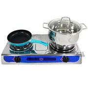Double Head Propane Gas Burner Portable Camping Outdoor Stove Camping Stainless