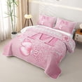 thumbnail image 3 of meiyoeat Pink Glitter Butterfly Monogrammed M Quilt King for Girls, Sparkle Floral Initial Letter King Coverlet Set, 3-Piece 1 Bedspread and 2 Pillowcases, 3 of 7