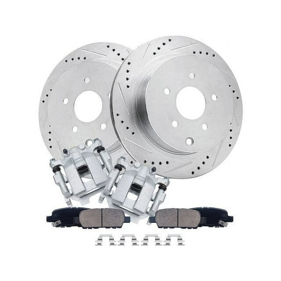 Rear Brake Pad Rotor and Caliper Set - Compatible with 2013 - 2019 Nissan Pathfinder 2014 2015 2016 2017 2018