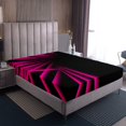 thumbnail image 3 of Erosebridal Futuristic Abstract Fitted Sheet Set Queen, Gradient Geometric Bedding Queen Size, Hippie Striped Decor（No Top Sheet）, 3 of 6