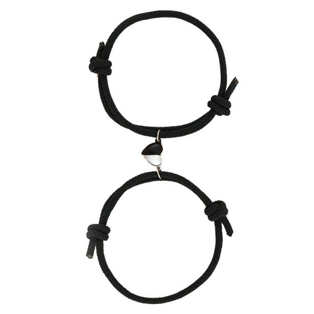 Pulseras de atracción mutua, 1 par de pulseras magnéticas para parejas, pulseras ajustables para parejas, diseño elevado