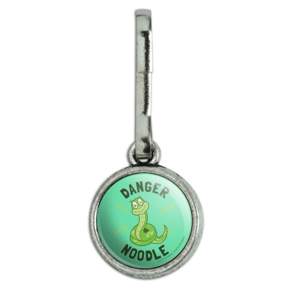 Danger Noodle Snake Funny Humor Antiqued Charm Clothes Purse Suitcase Backpack Zipper Pull Aid