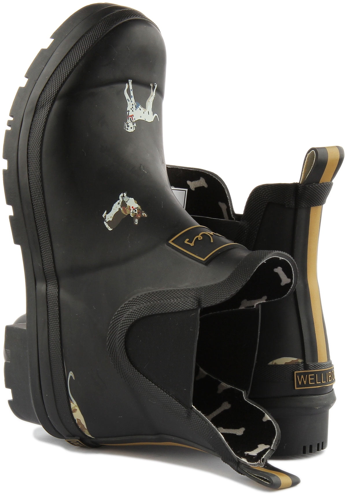 Joules Wellibob Women s Gold Dog Print Chelsea Ankle Boot In Black Size 7 Walmart