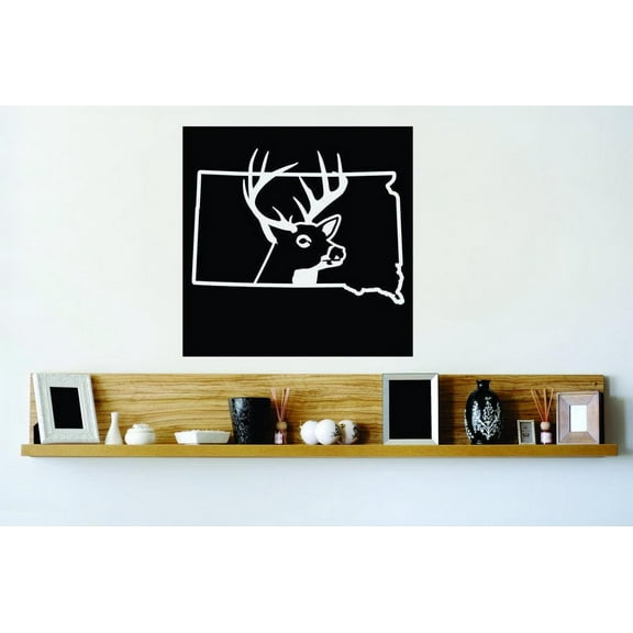 Custom Decals - Prices Reduced Vinyl Wall Sticker : South Dakota Wild Life Deer Buck Hunt Decor Bedroom Bathroom Living Room Mural 20x20"