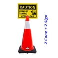 thumbnail image 2 of RK-Safety 28" Orange Cone, Black base With One 6" Reflective Tape, Plus Cone Sign 38 "Caution Forklift Traffic Keep Clear", (Cone-2 ea + Cone Sign-2 ea), 2 of 2