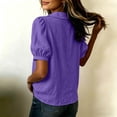 thumbnail image 5 of KICILVS Peter Pan Collar Shirt Women Solid Color Button Up Blouses Dressy Casual Puff Short Sleeve Boho Tops Holiday Outfits, 5 of 7