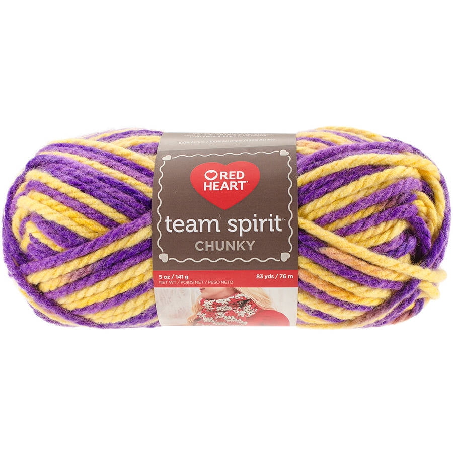Red Heart Team Spirit Chunky Yarn, Purple and Gold