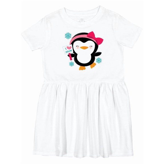 Inktastic Penguin Girl Snowflakes Girls Toddler Dress