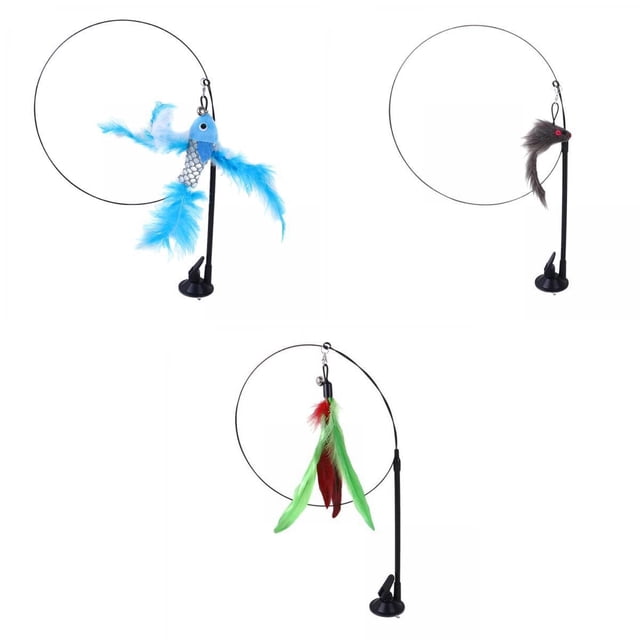 Paquete de 3 Varillas de Juguete con Plumas Base de Succión, Juguete para Ejercicio