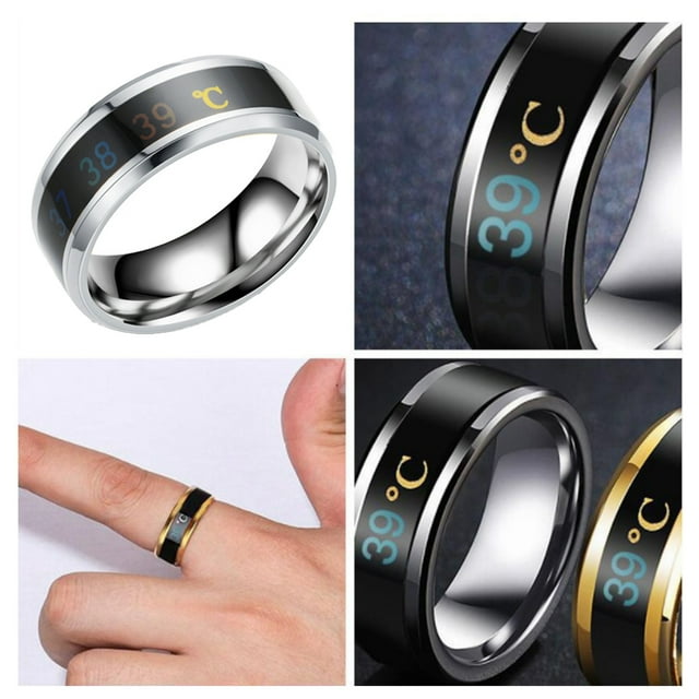Couple Rings Delicate Ring Smart Sensor Body Temperature Simple Style Small Lightness Finger Jewelry Wedding Women Engagement Silver 12#
