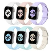 Adepoy 6 Packs Compatible with Apple Watch Band 38mm 40mm 41mm 42mm 44mm 45mm for Women Men, Soft Silicone Replacement Bands Straps for iWatch Apple Watch Series 7/6/5/4/3/2/1/SE"