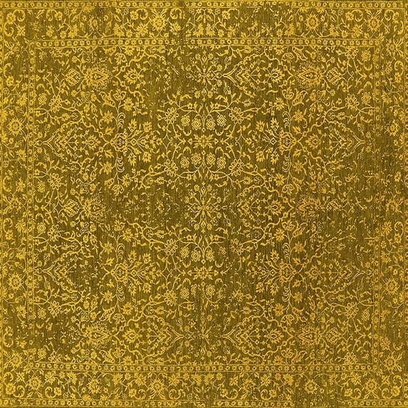 Ahgly Company Indoor Square Oriental Yellow Industrial Area Rugs, 5' Square