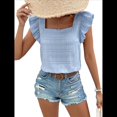 thumbnail image 4 of Top de Mujer con Cuello Cuadrado y Volantes de Corta Azul Talla S, 4 of 10