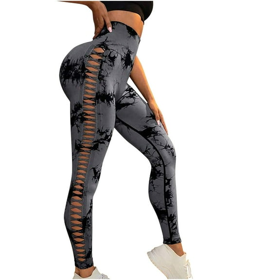 Hvyesh Women High Waisted Leggings Tummy Control Workout Yoga Pants Trendy Hollow Out Athletic Running Pants Lightweigt Butt Lifting Yoga Leggings