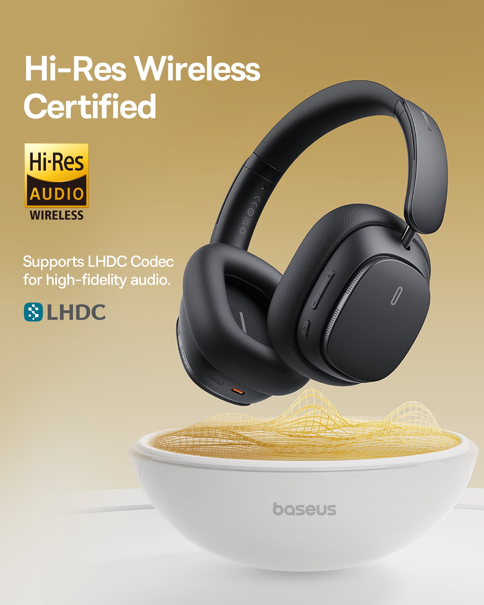 Baseus H1 Pro アクティブノイズキャンセリング ワイヤレスヘッドホン Baseus Wireless Noise Cancelling Headphones, Bluetooth Over