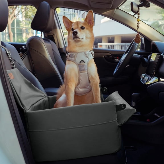 Pet Car Seat for Small Dogs, Waterproof Dog Booster Car Seats, Faux Leather Travel Pets Vehicle Bed with Thick Cushion, Carseat for Cats, Abyss Blue