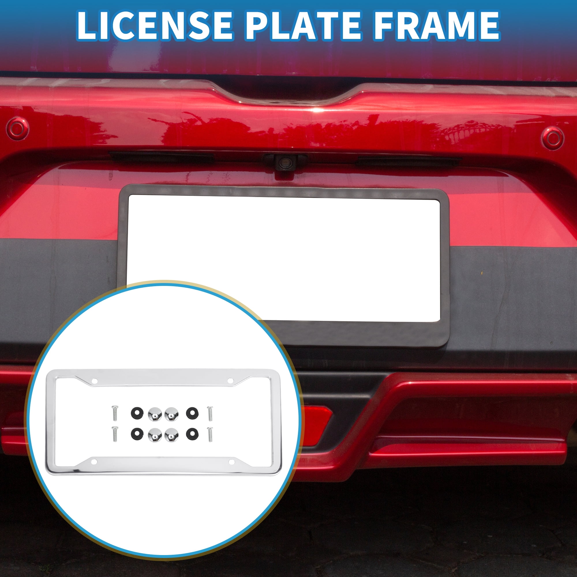 Unique Bargains Stainless Steel License Plate Holder Durable Cover Silver Tone