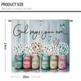 thumbnail image 6 of Teal Farmhouse Floral Kitchen Curtains Rustic Flower Small Short Cafe Window Curtains Country Wooden Barn Inspirational Bathroom Window Drapes Treatment Tier Curtains 2 Panels (26x24 Inch), 6 of 6