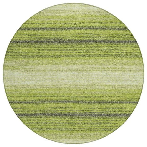 HomeRoots 599978 8 ft. Lime Green, Ivory & Black Round Abstract Washable Indoor & Outdoor Area Rug