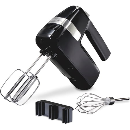 Electric Hand Mixer, 6 Speeds + Stir Button, 300 Watts of Peak Power for Powerful Mixing, Includes Whisk and Storage Clip, Black (62628)