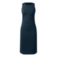 thumbnail image 4 of Siilsaa Women's Retro Ruffle Style Slim Work Pencil Dress Navy,M, 4 of 5