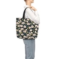 thumbnail image 3 of Sigee Flowers Print Large Capacity Zippered Tote Bag - Durable, Stylish and Versatile for Everyday Use, 3 of 9
