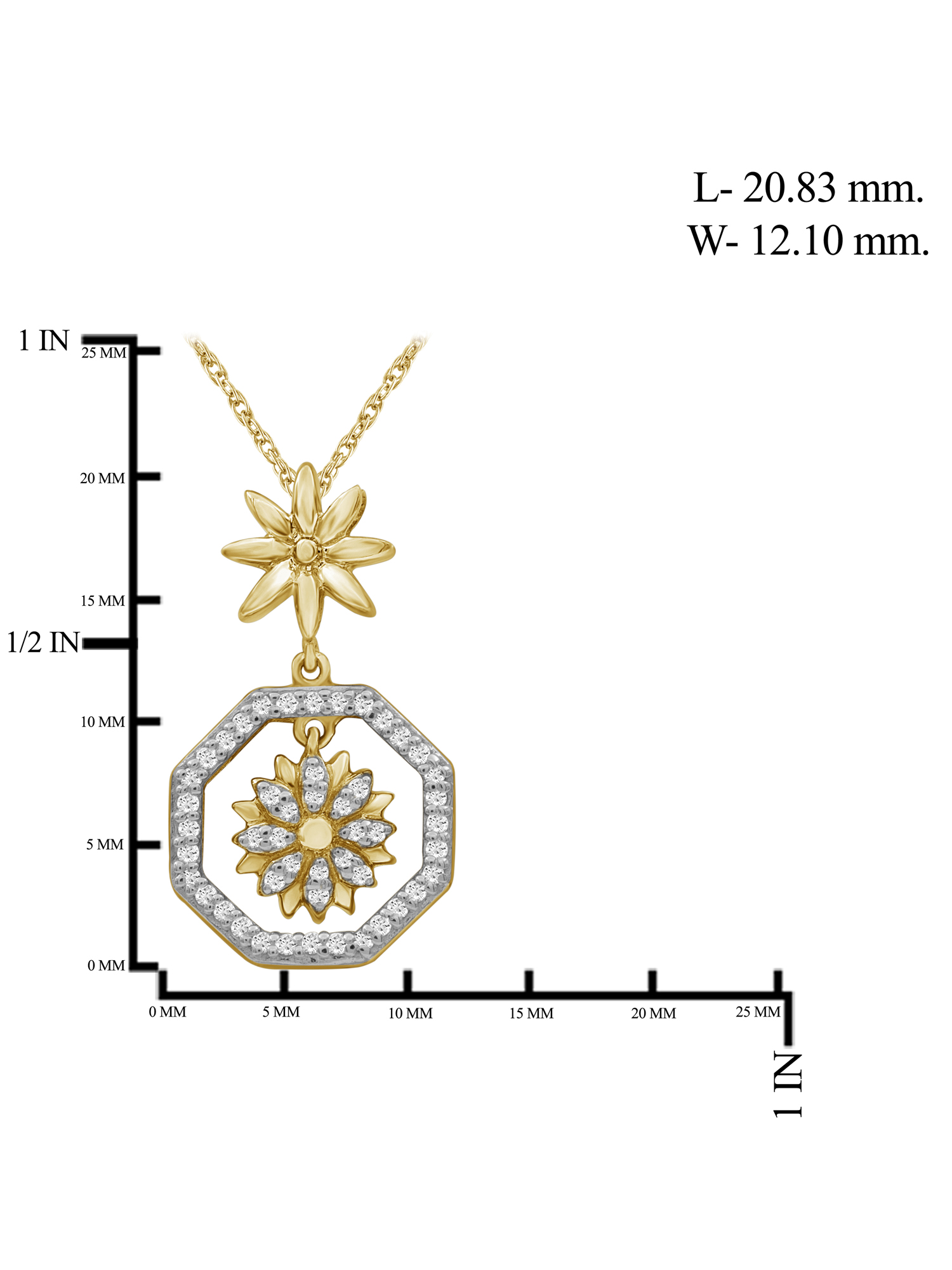 JewelersClub 1/7 Carat T.W. White Diamond 14K Gold Over Silver Flower Octagon Pendant