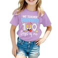 thumbnail image 2 of Letdown Funny School Kids T-Shirt: "My Teachers Survived 100 Days of Me" Letter Print Short Sleeve Tops for Toddler Boys Girls (Purple,12-13 Years), 2 of 4