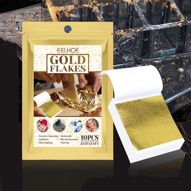 10 piezas de joyería de papel de hoja de oro 8x8 cm copos de hoja de oro no comestibles para regalos hechos a mano Ygjytge Cuidado Belleza
