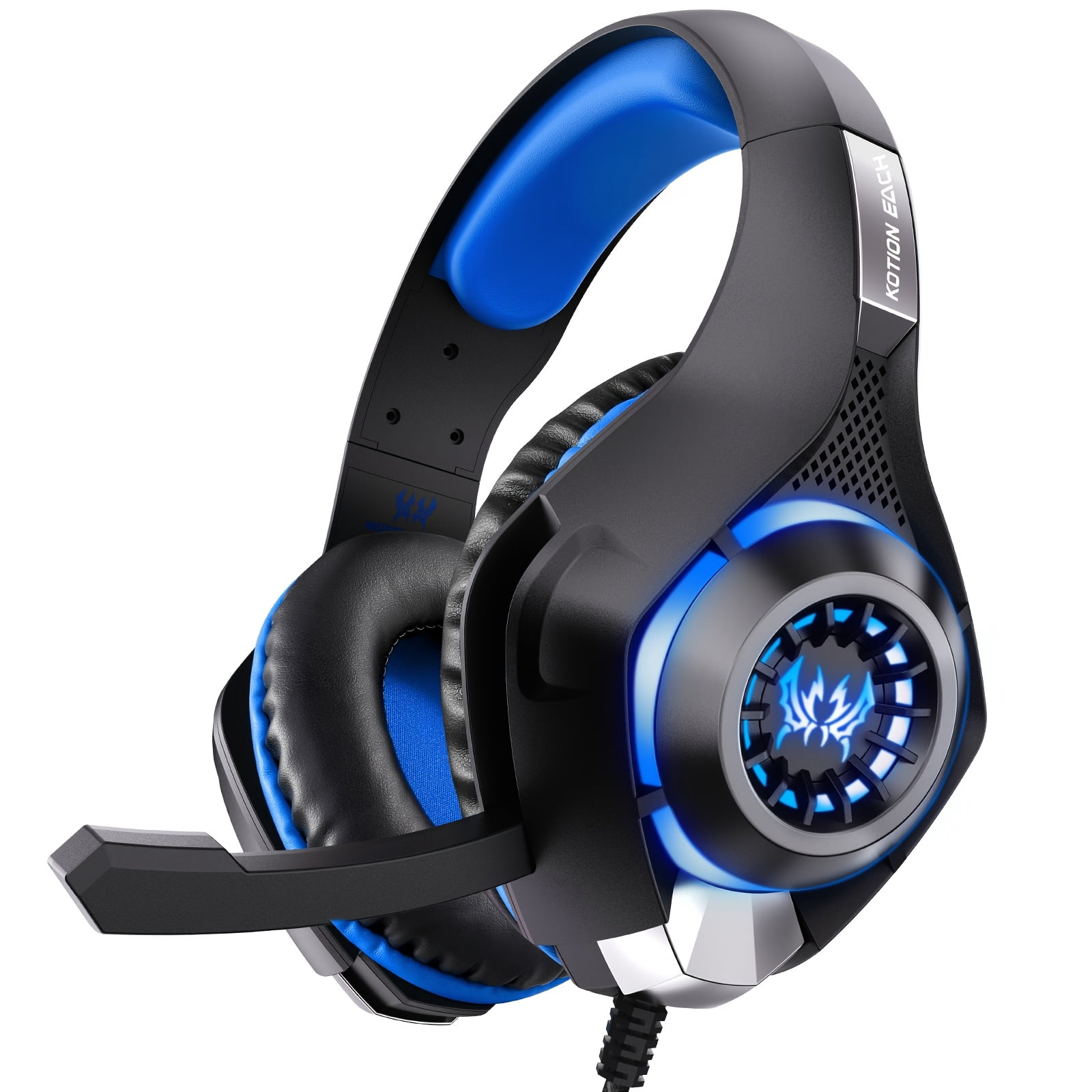 Gaming Headset Headphones for PC, Mac, Ps5, Ps4, Gaming Headphones with Noise Cancelling Mic LED Light Over Ear Headphones for Xbox Series X/S, NS