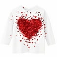 thumbnail image 4 of ATOGUTA Girls Valentines Shirts Kids Heart Printed Valentine's Festival Outfit 3/4 Sleeve VDAY Tops Size 3T-12, Red, 4 of 5