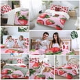 thumbnail image 5 of 3 Piece Red Strawberry Duvet Cover Set California King, Microfiber Comforter/Quilt Cover with Corner Ties and 2 Pillowcases, Pink Watercolor Modern Art All Season Soft Bedding with Zipper Closure, 5 of 8