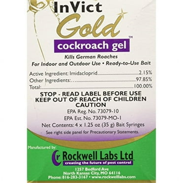 InVict Gold German Roach Control Bait Gel 1 box of 4 tubes (35 grams per tube) w/ 1 plunger by Rockwell