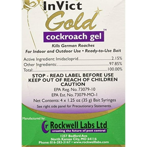 InVict Gold German Roach Control Bait Gel 1 box of 4 tubes (35 grams per tube) w/ 1 plunger by Rockwell