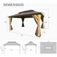 thumbnail image 2 of Domi 12'x16' Cedar Wood Gazebo with Double Roof Steel Hardtop,Solid Wood Frame Gazebo,Curtains and Netting Included for Garden, Backyard, 2 of 8