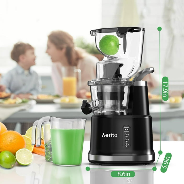 Aeitto Cold Press Juicer Machines Extractor De Jugos with Big Wide 83mm Chute 900 ml Juice Cup Masticating Juicers Whole Fruits and Vegetables Slow