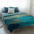 thumbnail image 4 of Teal Golden Oil Painting Blanket Soft Cozy Warm Throw Blanket for Couch, Plush Fuzzy Flannel Fleece Blankets for Sofa, Modern Art Retro Abstract Bed Blankets Lightweight Gifts for Women, 50"x60", 4 of 9