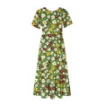 thumbnail image 5 of Viikei Summer Striped Boho Short Sleeve Dress,Women's Printing Casual Short Sleeve Crewneck Dress Flowy Tiered Maxi Beach Dress with Pockets Green XL, 5 of 6
